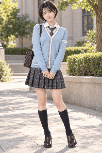 スカイブルーカーディガン制服セット