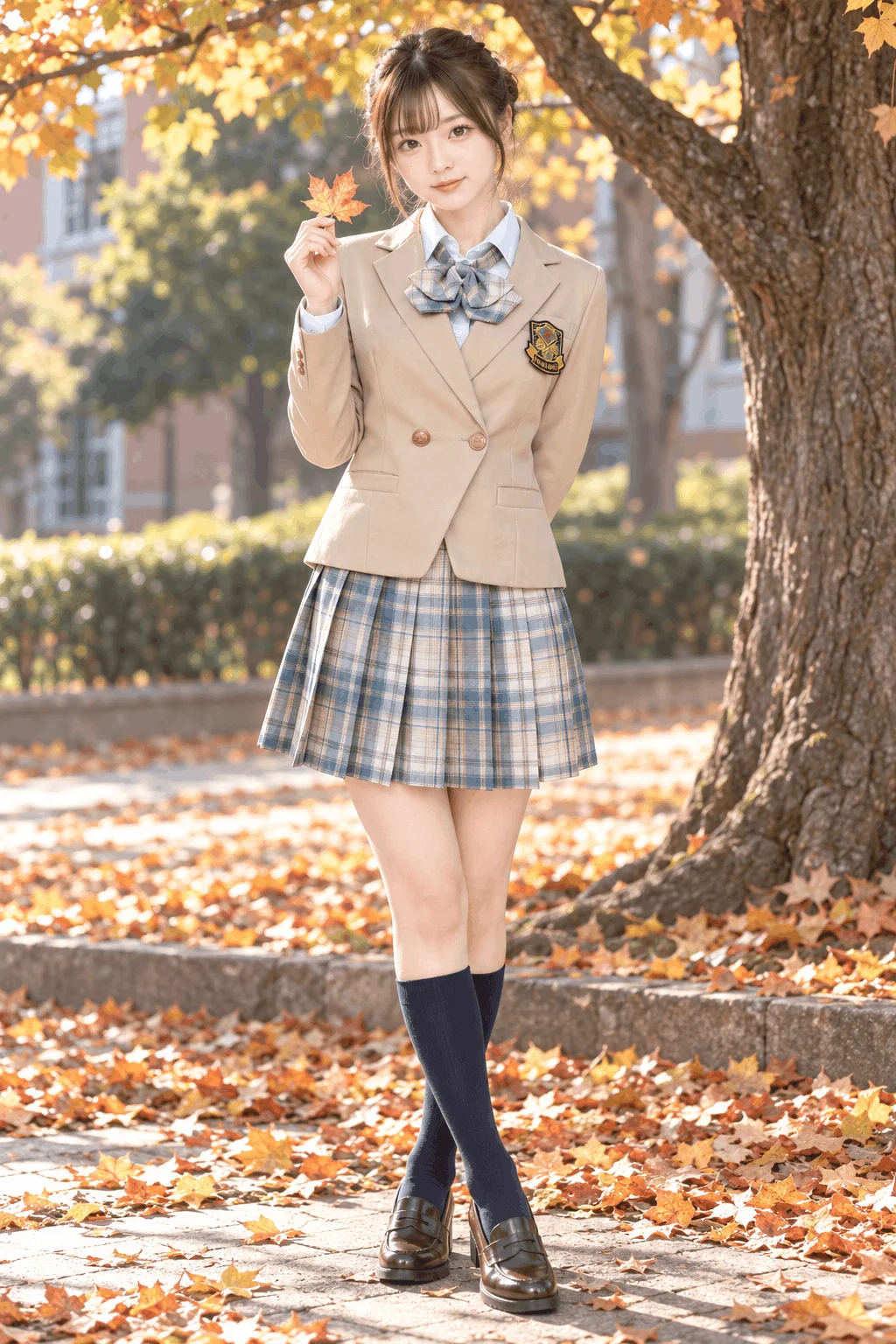 アイスブルーチェックブレザー制服セット　モデル1