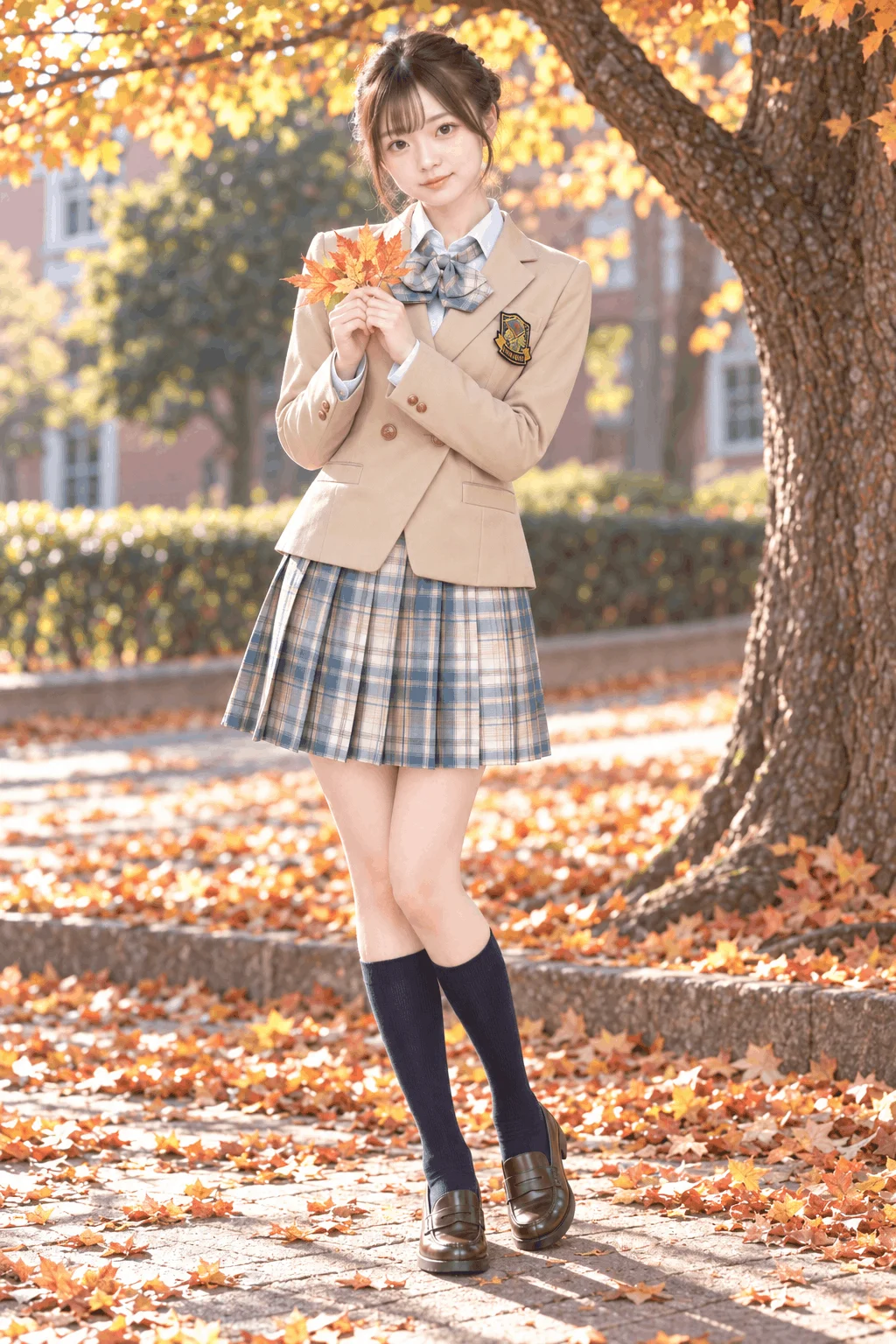 アイスブルーチェックブレザー制服セット　モデル2