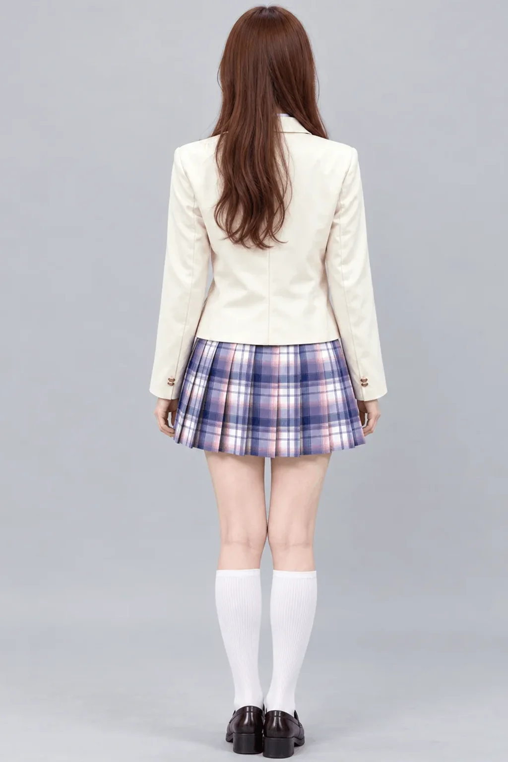 ラベンダーチェックブレザー制服　背面2