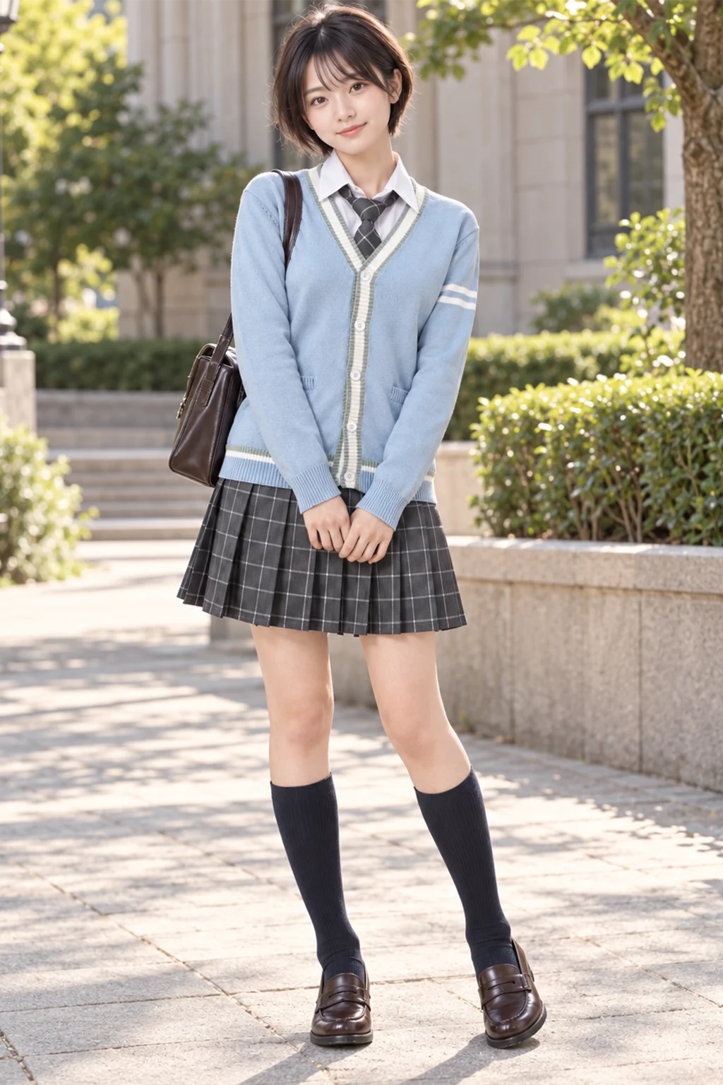 スカイブルーカーディガン制服セット　モデル1
