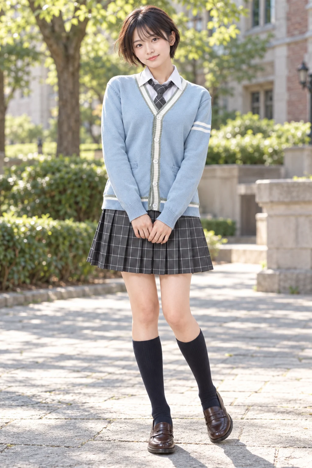 スカイブルーカーディガン制服セット　モデル2