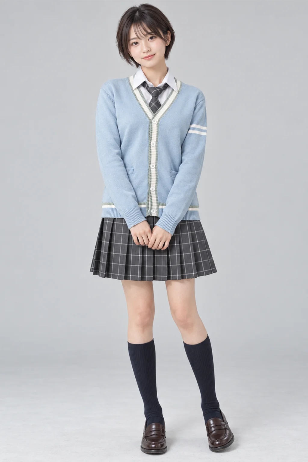 スカイブルーカーディガン制服セット　正面