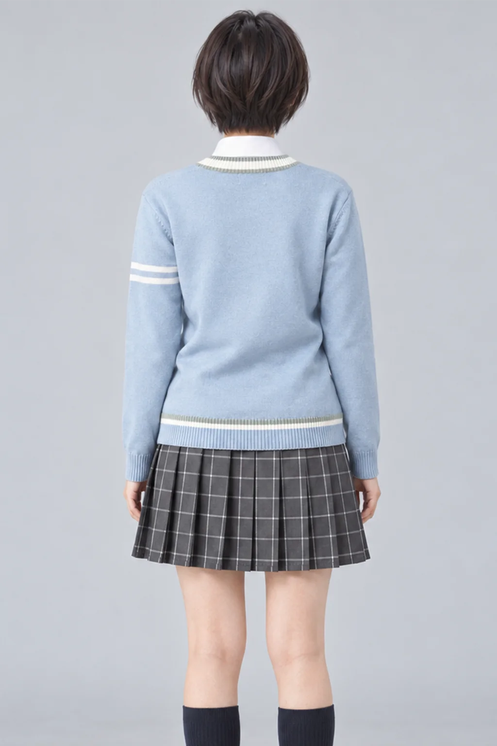 スカイブルーカーディガン制服セット　背面