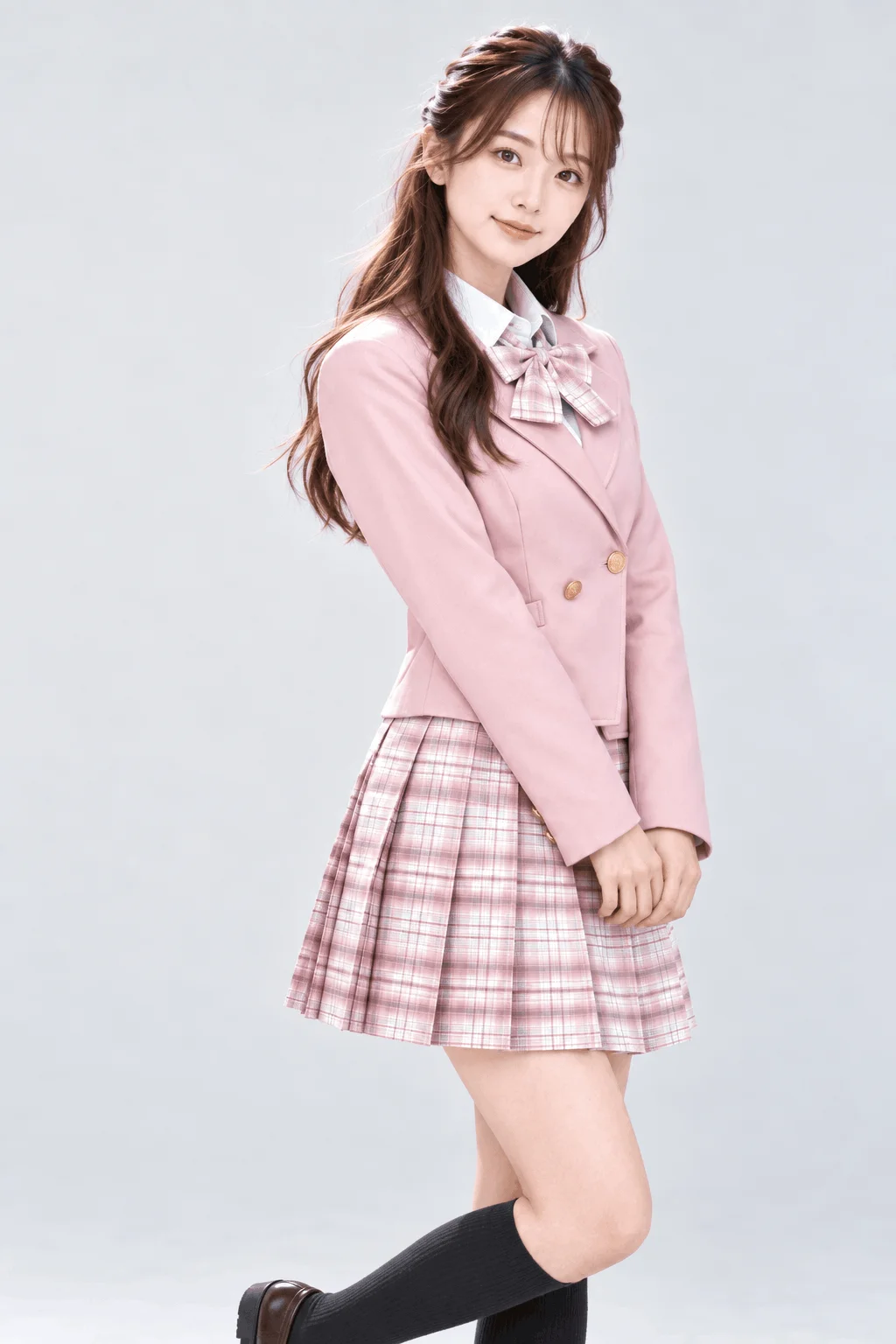 サクラピンクチェック制服セット　右側
