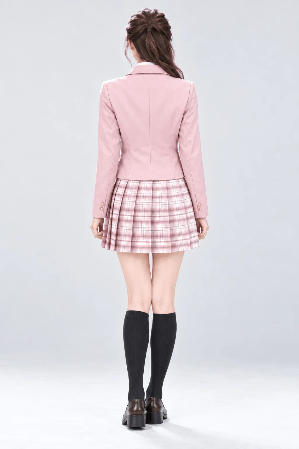 サクラピンクチェック制服セット　背面2