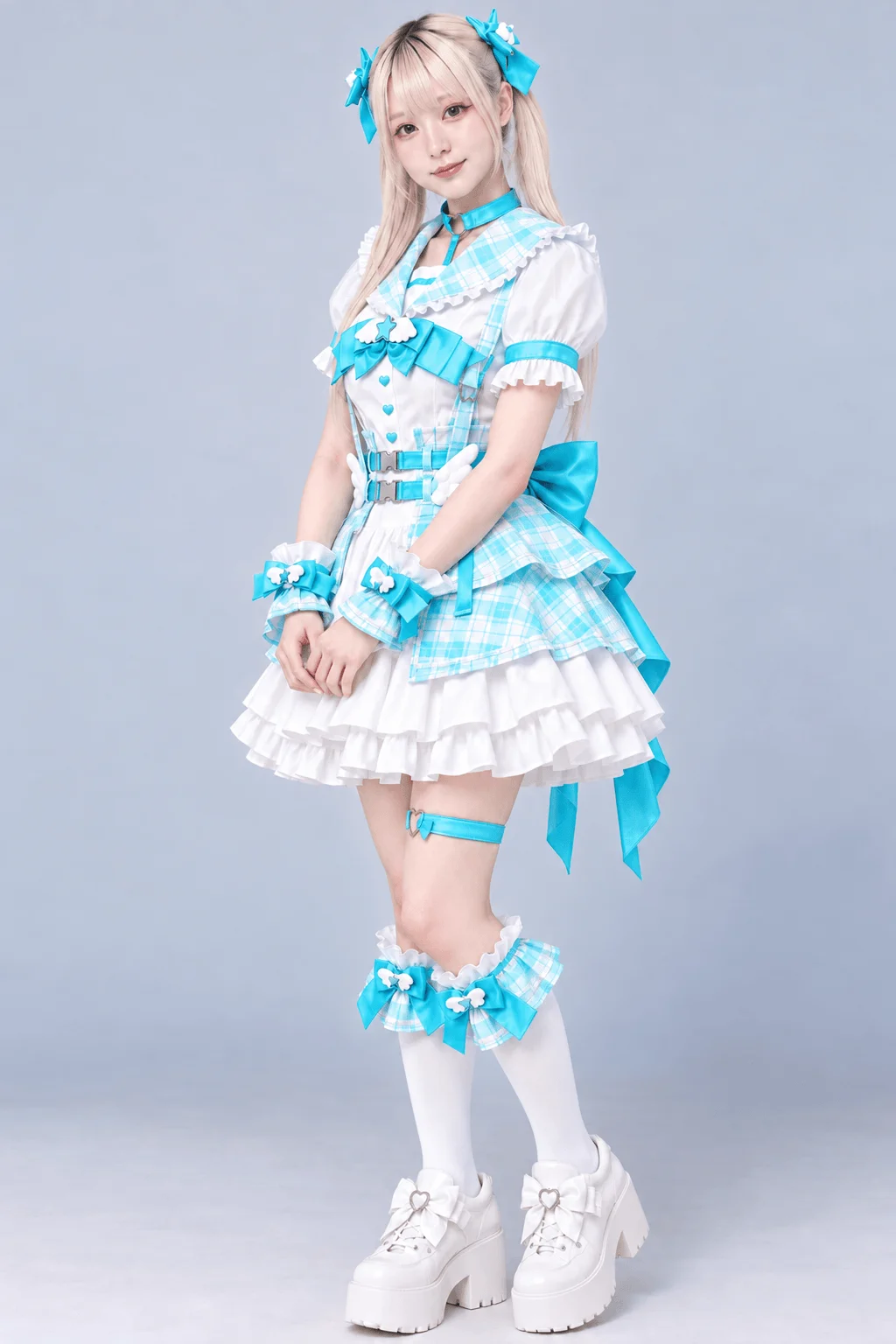 ファンシーチェックセーラー ブルー 左