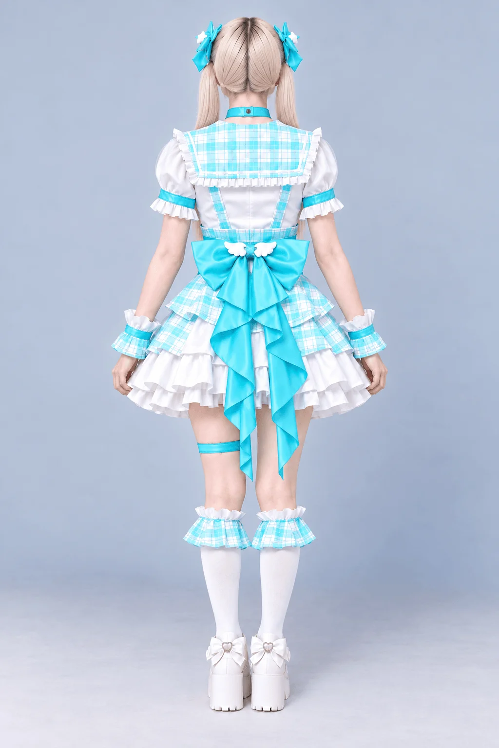 ファンシーチェックセーラー ブルー 左寄り
